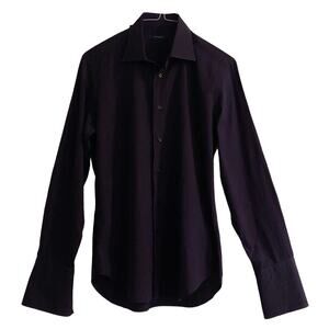 Camicissima slim purple mens French cuff dress shirt blue stripes 39 15 1/2